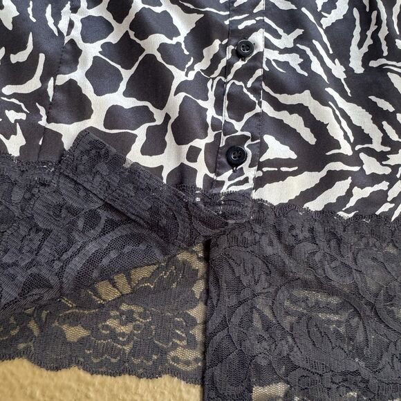 Bisou Bisou Shirt dress Size Large Black and Cream Geometric Short Lleeve - Picture 12 of 16